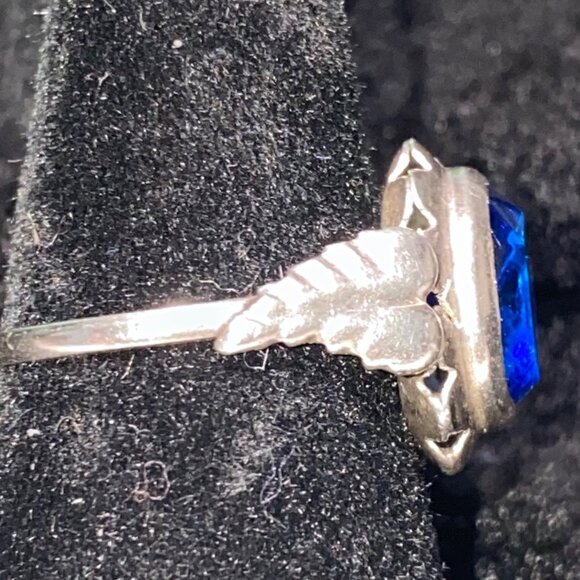 Ring Size 4.5 Blue Glass Faceted Vintage Jewelry Sterling Silver Tested - Picture 10 of 16